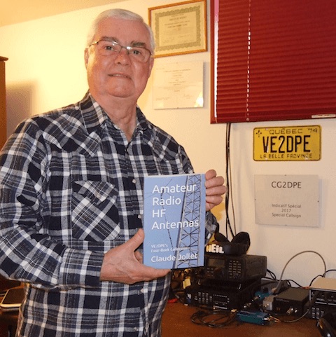 VE2DPE holding paperback version of Book-5 on Amateur Radio HF Antennas