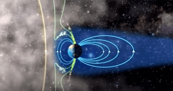 Picture shows the solar wind colliding with the earth's magnetosphere. This will produce an aurora which will provide an opportunity for more 6 meter ham band activity to ham radio operators.