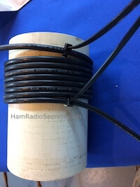 RF choke on a PVC tube with tiewraps uncut