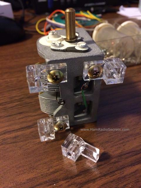 Air variable capacitor with mounting hardware for the HF preselector.