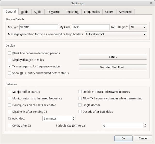 WSJT-X general settings